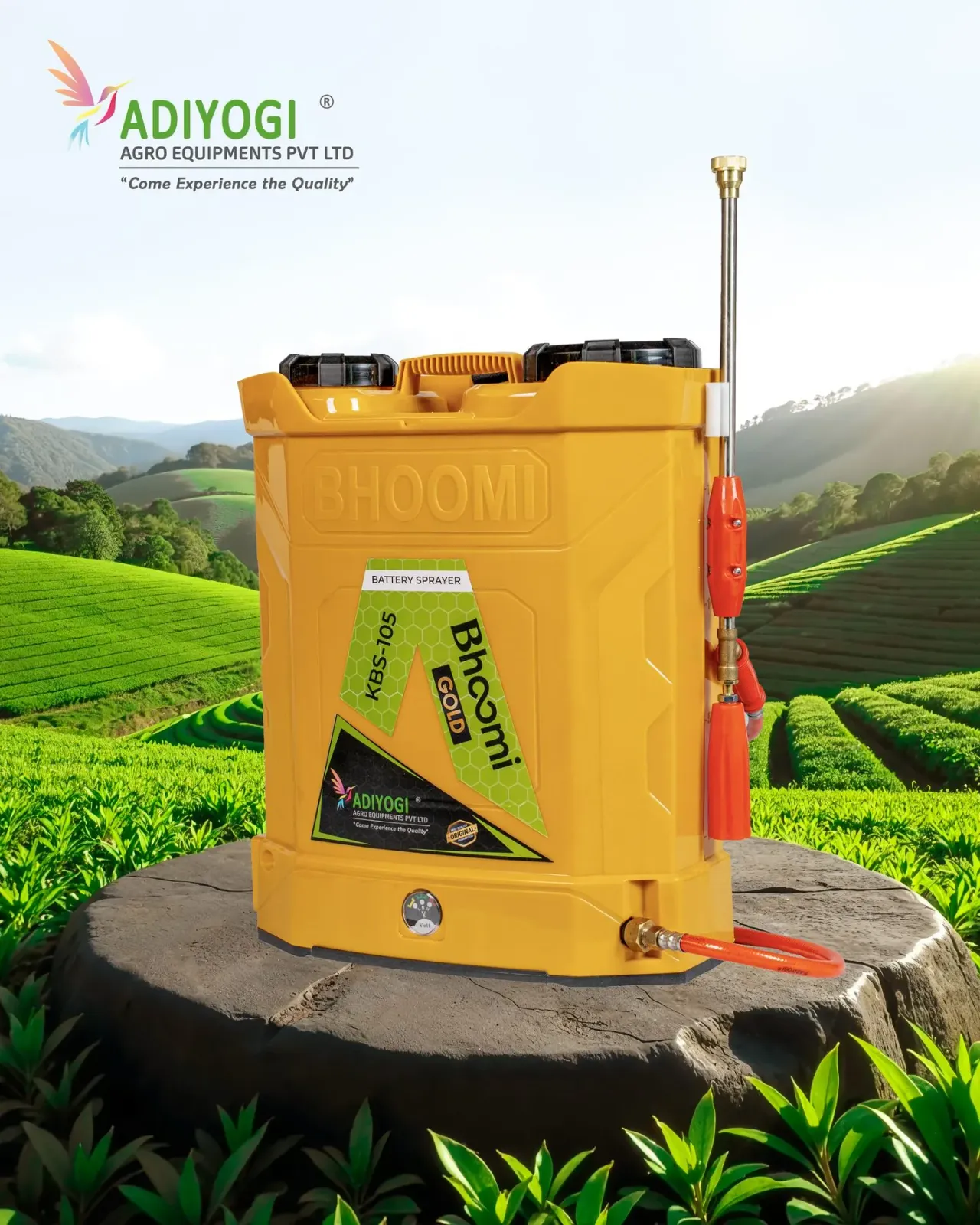 Bhoomi battery sprayer photographed on the field
